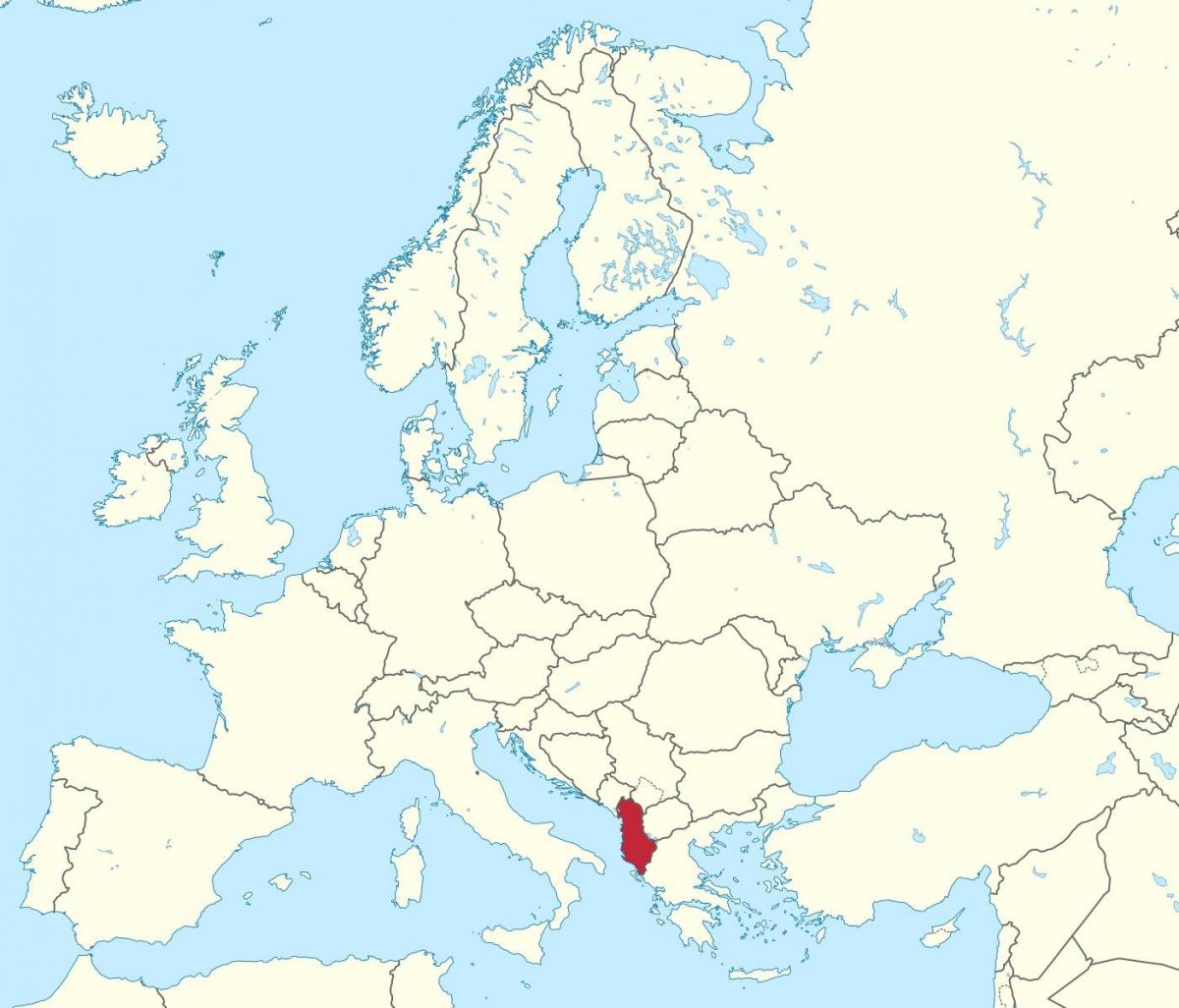 karta Albanije na europskim